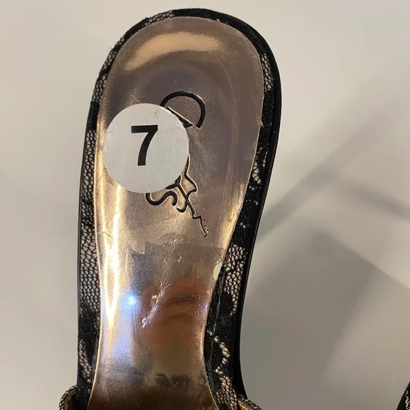 Carlos by Carlos Santana black open toe high heel shoes - US size 7 - Picture 4 of 7